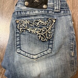 Miss Me Blue Straight Leg Jeans with Silver Accents